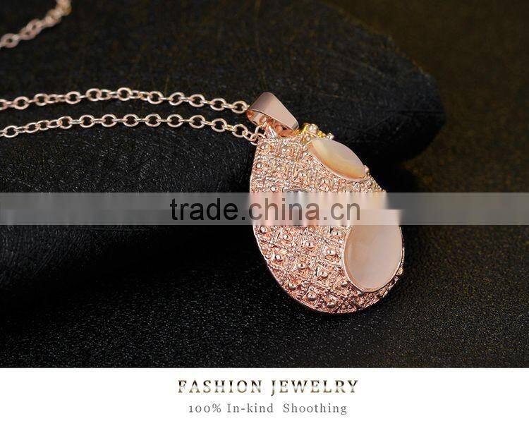 Lovely 18K Rose Gold Plated Opal Jewelry Fashion Necklace and Earring Set