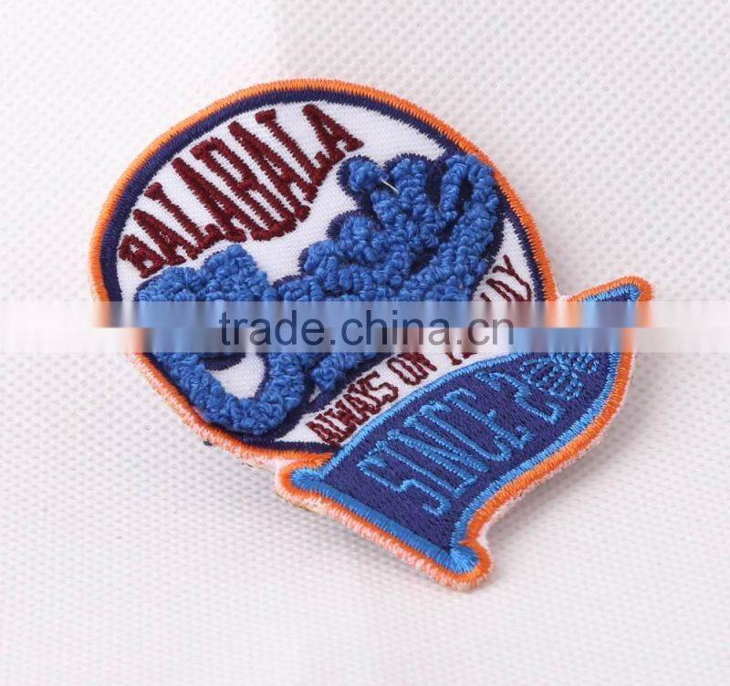 Blue Color Custom Woven Wholesale Chenille Embroidery Patches for Clothing