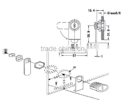 Swinging single glass door lock