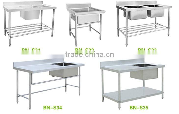 Economical Stainless Steel Restaurant Kitchen Sink Table With Stand