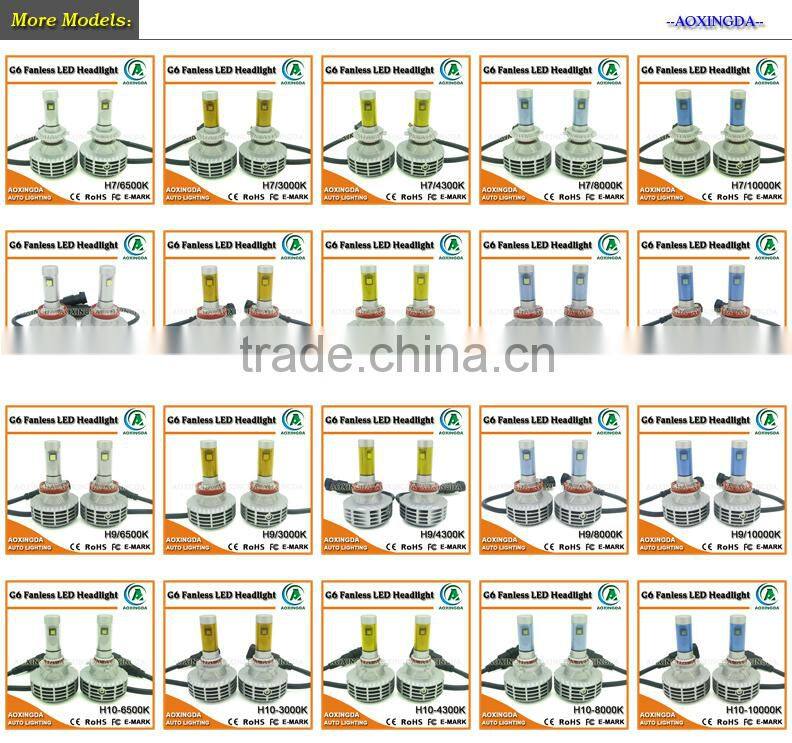 G6 CANBUS LED headlight 9005 H10 fanless all in one design 6000LM 3000K 4300K 6500K 8000K 10000K