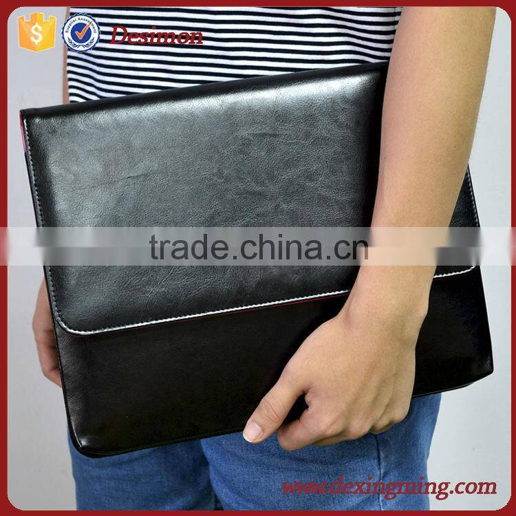 Custom design pu Leather Laptop Sleeve /holster Magnetic Button shenzhen Leather Laptop Sleeve