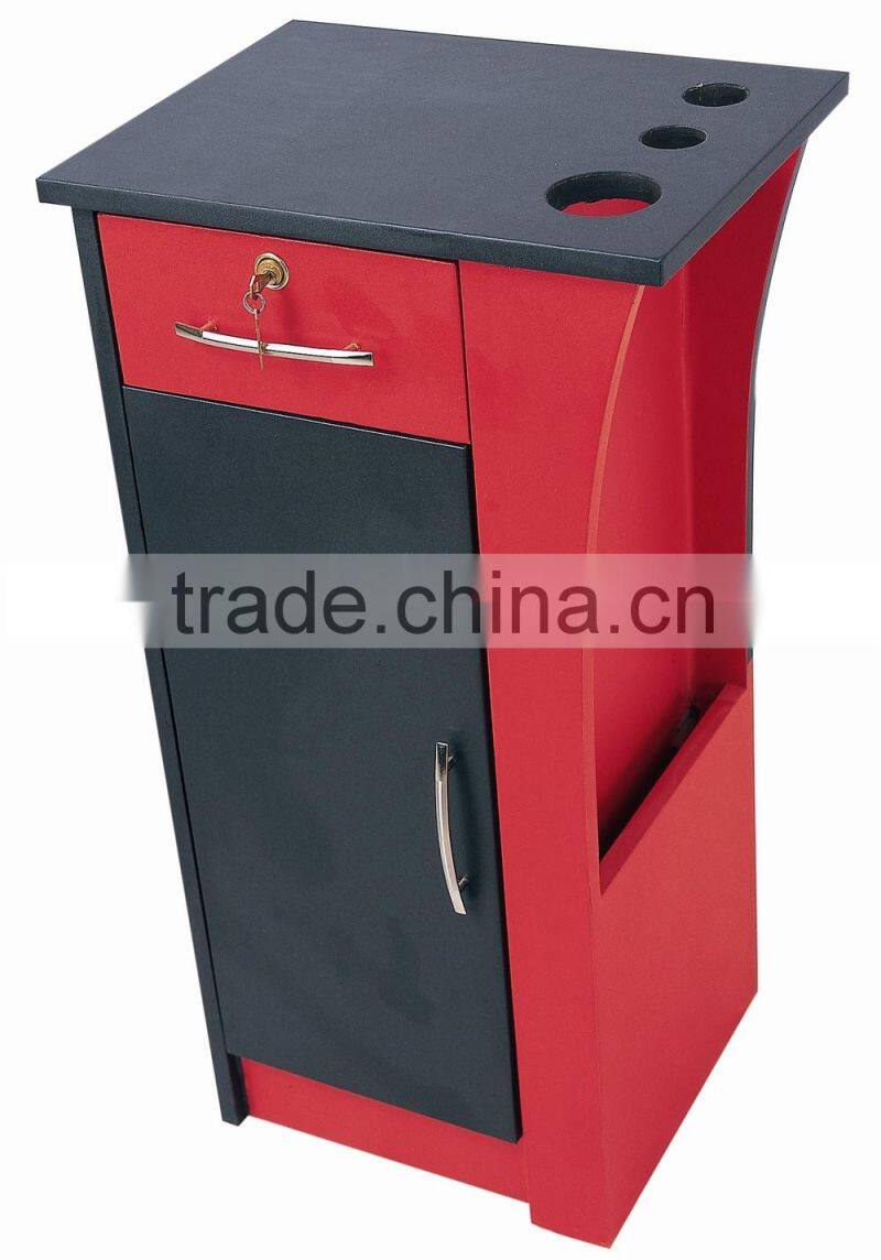 2015 HONGZI wooden salon trolley with red and black beautiful color