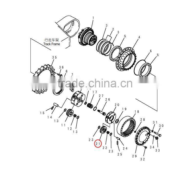 PC300-7 final drive carrier gear 207-27-71121, genuine excavator spare parts, travel motor spare parts