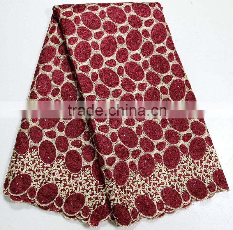 Low price african organza lace in switzerland embroidery with stones for bridal wedding dress