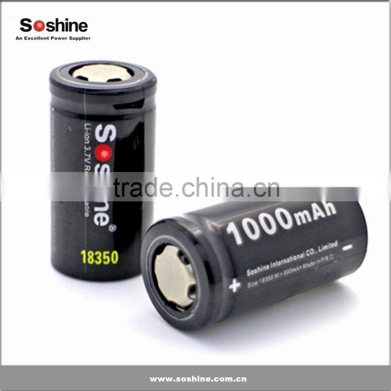 Authentic Lithium ion 3.7v 18350 high capacity battery 1100mm from Soshine