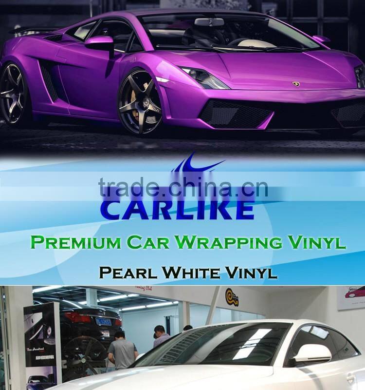 CARLIKE Brand Chameleon Pearl White Glossy PVC Film Red For Car Sticker