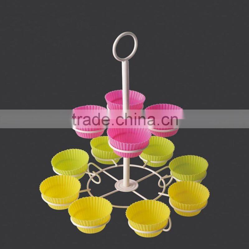 YG1139 2 layer wrought iron cupcake stand, color powder coated cupcake racks for wedding