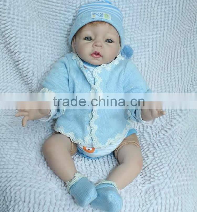 22inch silicone reborn baby doll wholesale fashion doll Blue handmade doll clothes newborn lifelike doll