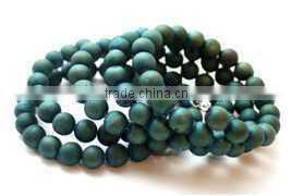 2015 Fall Winter Metallic Gold Beaded Bracelet with Oval Druzy Stone