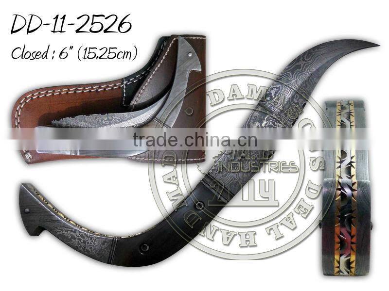 Damascus Steel Folding Knife DD-11-2524B