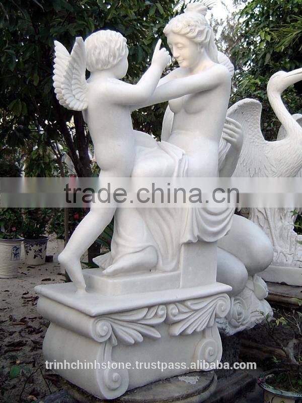 Naked Woman Statue White Marble Stone Hand Sculpture Carving
