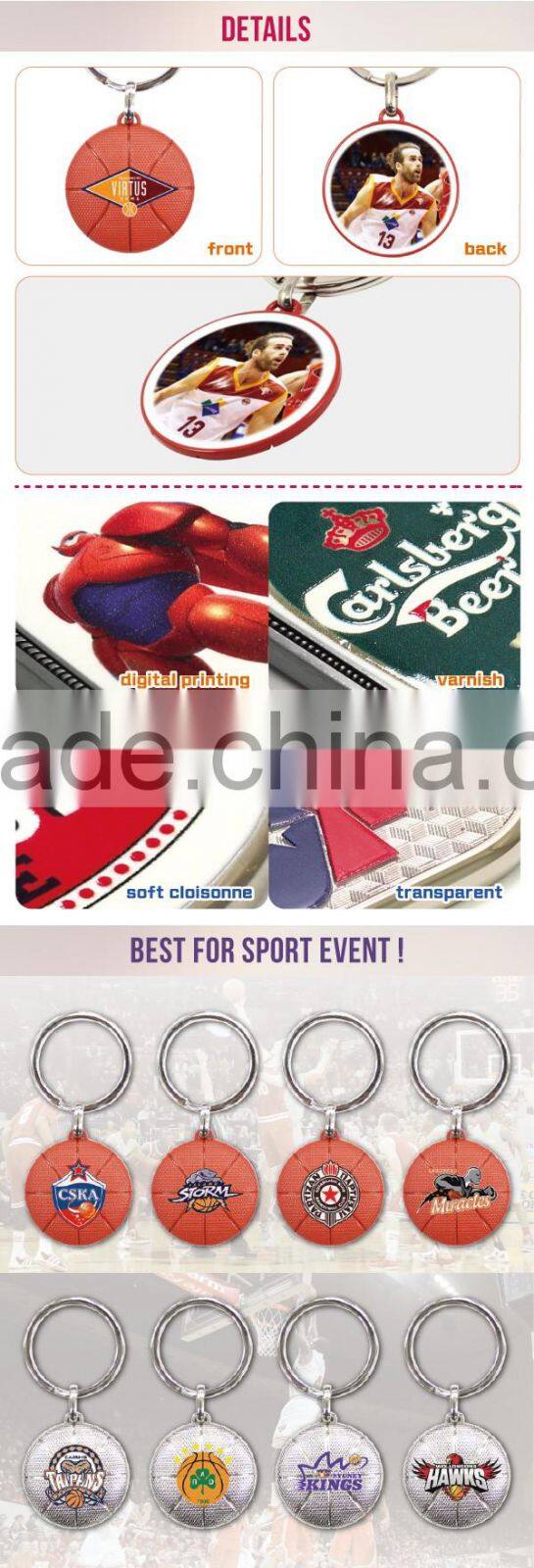 China Supplier advertising printed basketball souvenir oem key holder