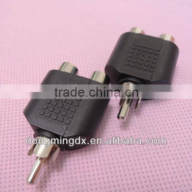 Audio system black RCA male to RCA female connector adapter 2 to 1