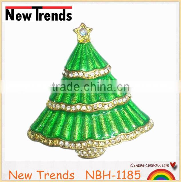 Decorative flashing Christmas bell brooches with colorful crystal stones