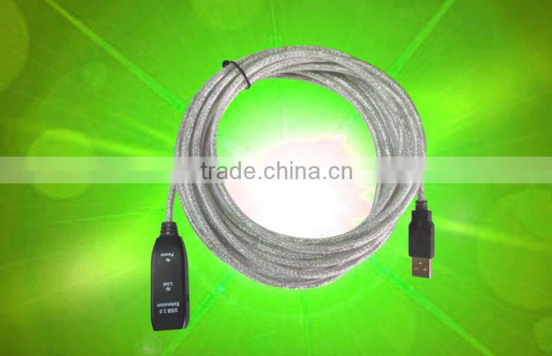 5M silver USB 2.0 Extension Cable with power /power line in
