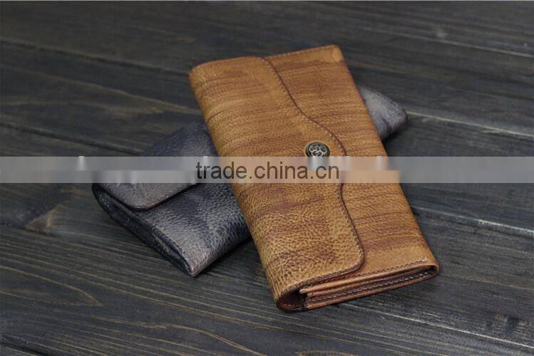 Genuine Cowhide Leather Wallet,Long Casual Wallet