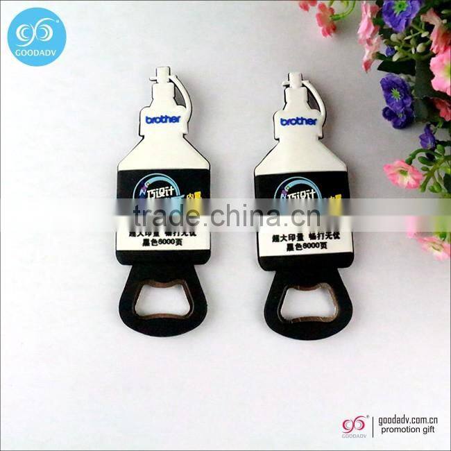 2016 OEM Promotion Gift Soft PVC Plastic Metal Open Bottle Cap Opener