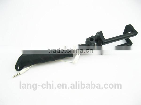 Super mini stainless selfie stick with foldable shape clip/Wire