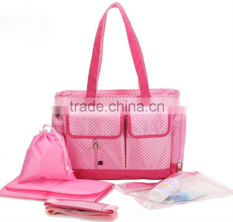 China wholesale pink and green color Oxford practicability nontoxic baby crib diaper bag