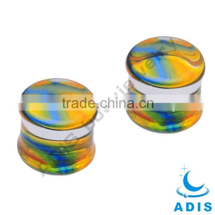 Cute Pretty Girls Red Flower Shape Tranparent Glass Ear Plugs