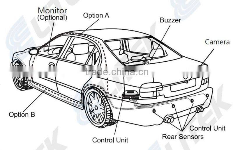 Ultrasonic radar detector with car night vision reverse camera DC12V for BMW