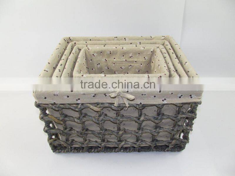2015 new set of 4 maize husk storage baskets with lining-cheap wicker/rattan baskets