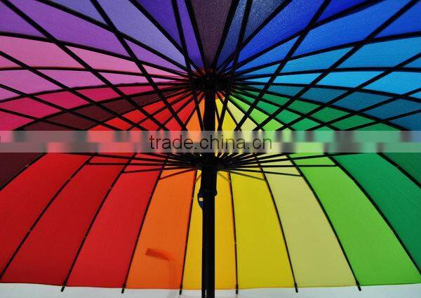 24 ribs rainbow umbrella factory for all kind of advertising 23" stick umbrella