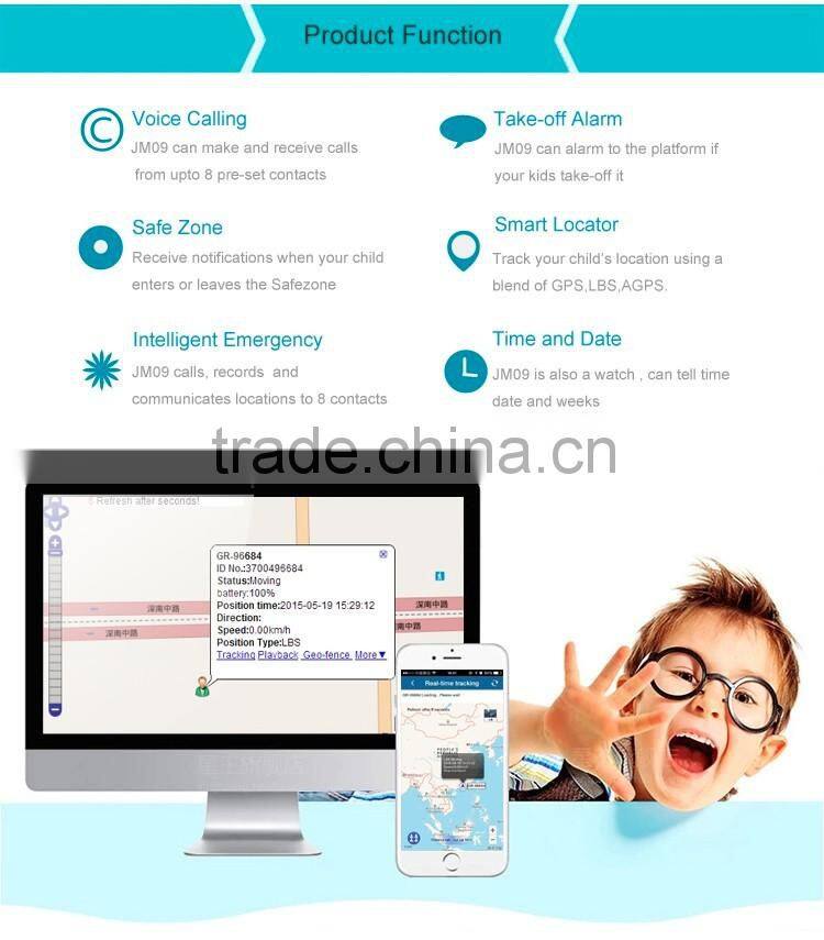 School stuff anti kidnapping wrist small kids gps watch with android app to track