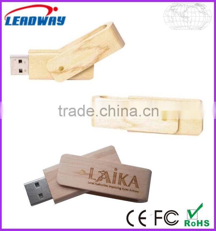 2016 Best wooden promotion items, Bamboo swivel usb stick 512MB-64GB