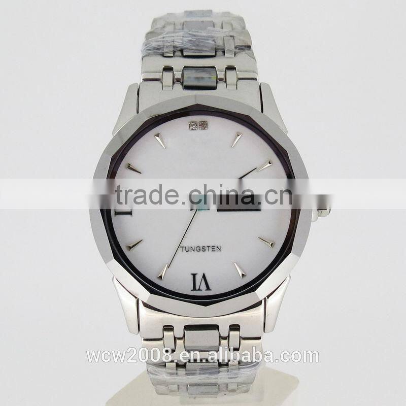 chronograph tungsten steel watch with calendar window