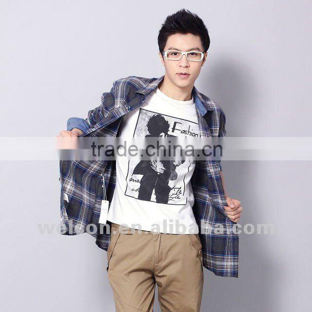 Latest men's 100% cotton long sleeve fashion classic plaid flannel famous brand OEM shirts