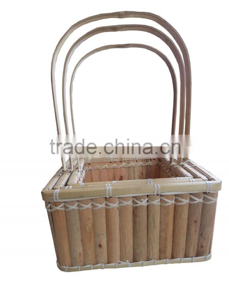 New design wood basket with handle