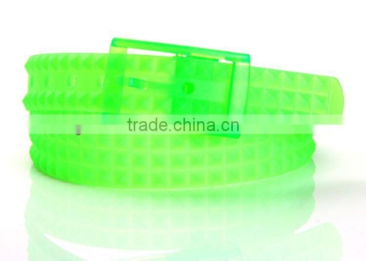 2014 Hot Sale Fashion Colorful Eco-friendly Pyramid Perfume Silicone Belt with Plastic Buckle