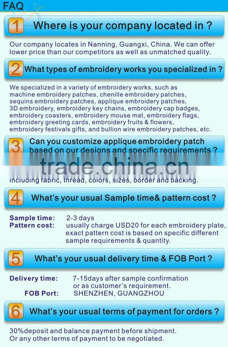 Trade Assurance iron-on embroidered applique number