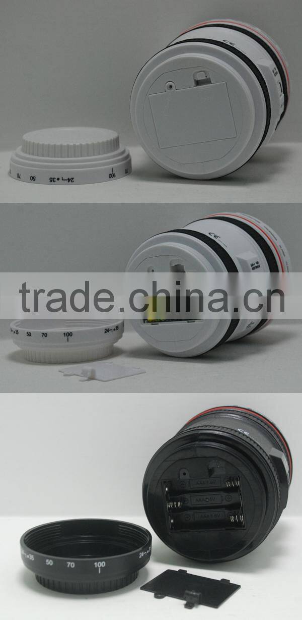 2015 newest design Camera Lens Shape LED star colorful projector musical night light for baby calendar Alarm Clock