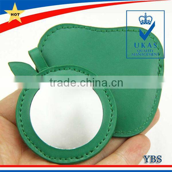 New Design Cheap Round Pocket Mirror Leather Lipstick Case Mirror
