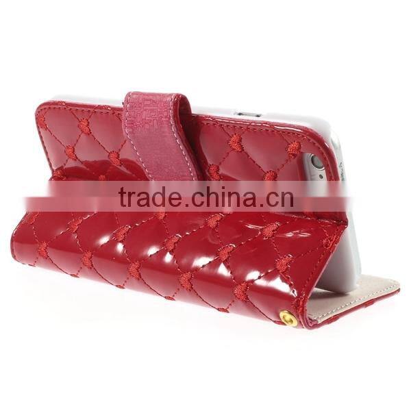 Rhombus Luxury Design Flip Wallet Leather Case for iPhone 6 Plus with Card Slot