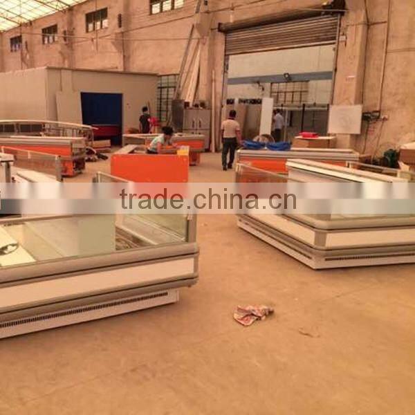 Double side commercial supermarket meat and fish display freezer