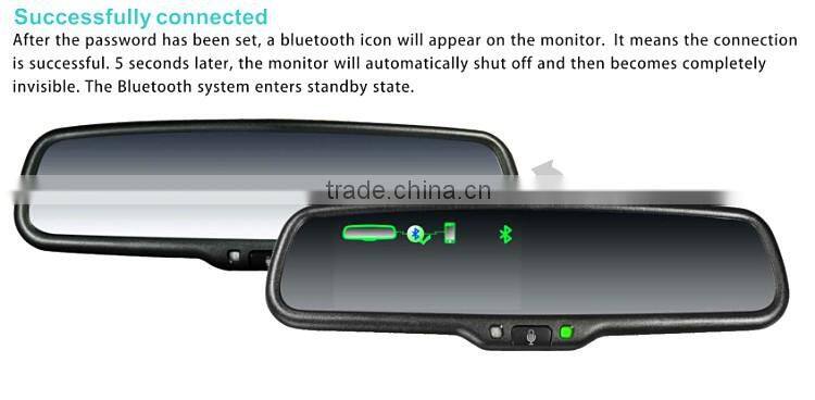 Handsfree car kit Bluetooth Car Rearview Mirror with back up display