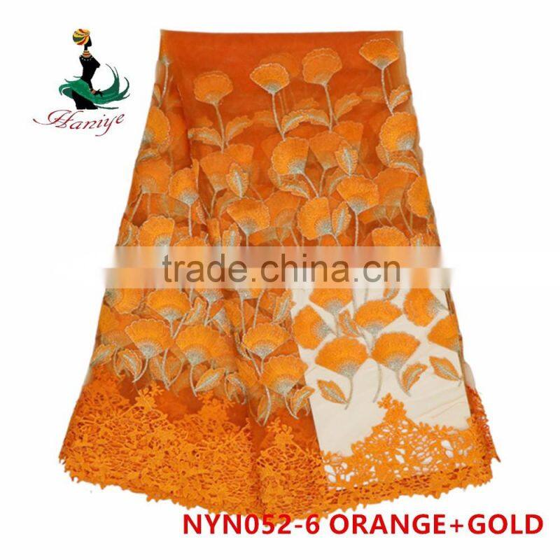 2016 Haniye high quality fashion tulle lace fabric embroidery french net lace/NYN52