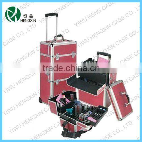 leopard professional rolling makeup case,makeup train case