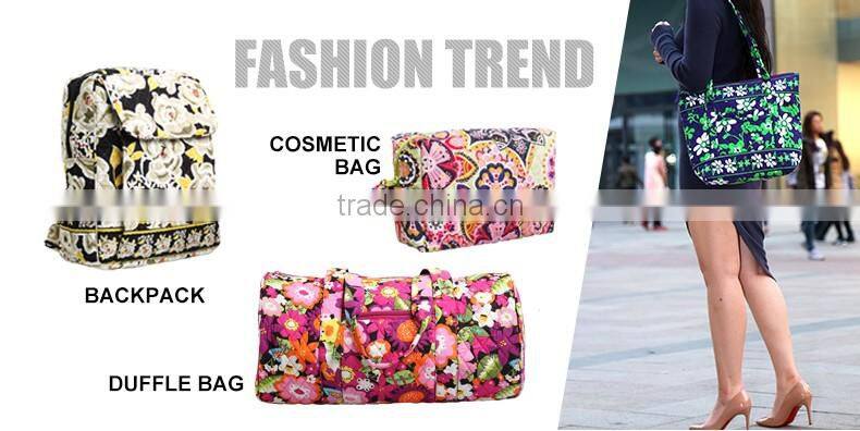 Hot sale cotton bright quilted textile printing insulated women's oem laptop bag