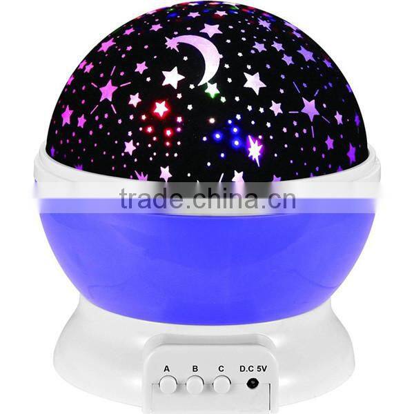 2016 New Romantic New Rotating Star Moon Sky Rotation Night Projector Light Lamp Projection with high quality Kids Bed Lamp