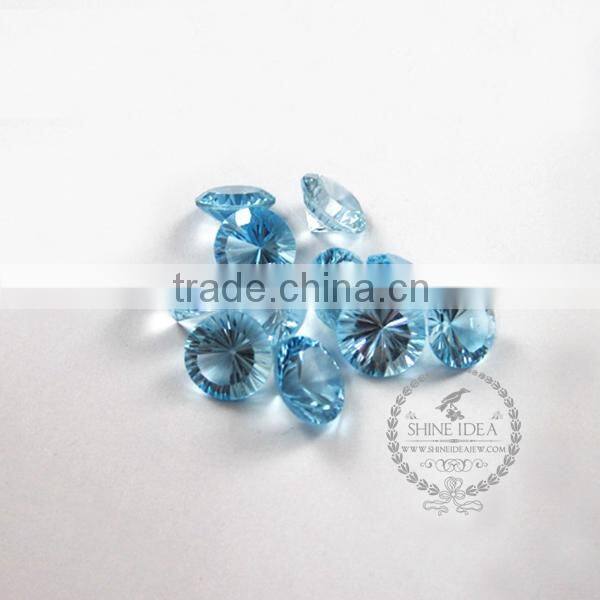 8-8.5mm round faceted cut natural sky blue topaz semi precious loose stone gemstone DIY ring earrings cabochon 4110107