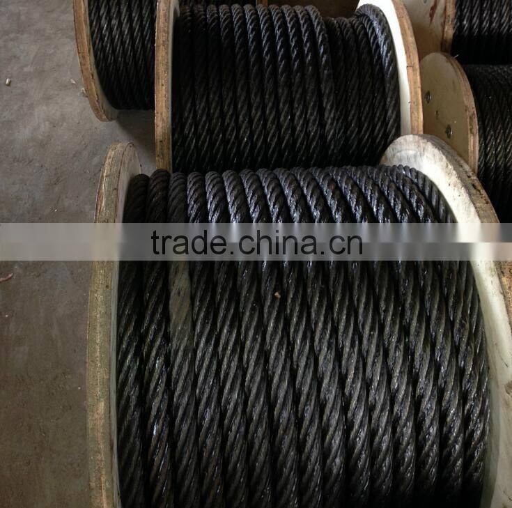 high carbon quality compacted new steel wire rope 6*37W+FC