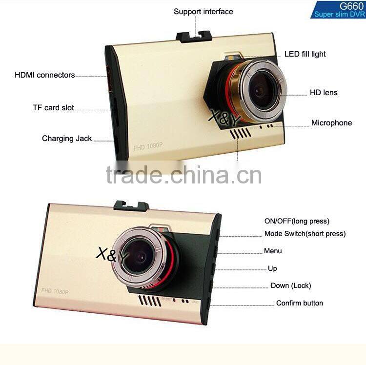 3inch motion detection and stop guard fisheye lens car dvr XY-T360