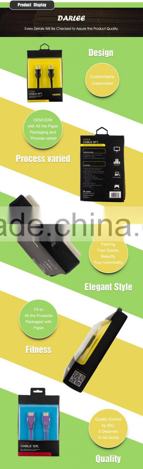 China wholesale cheap hanging handmade hdmi cable packaging box with logo