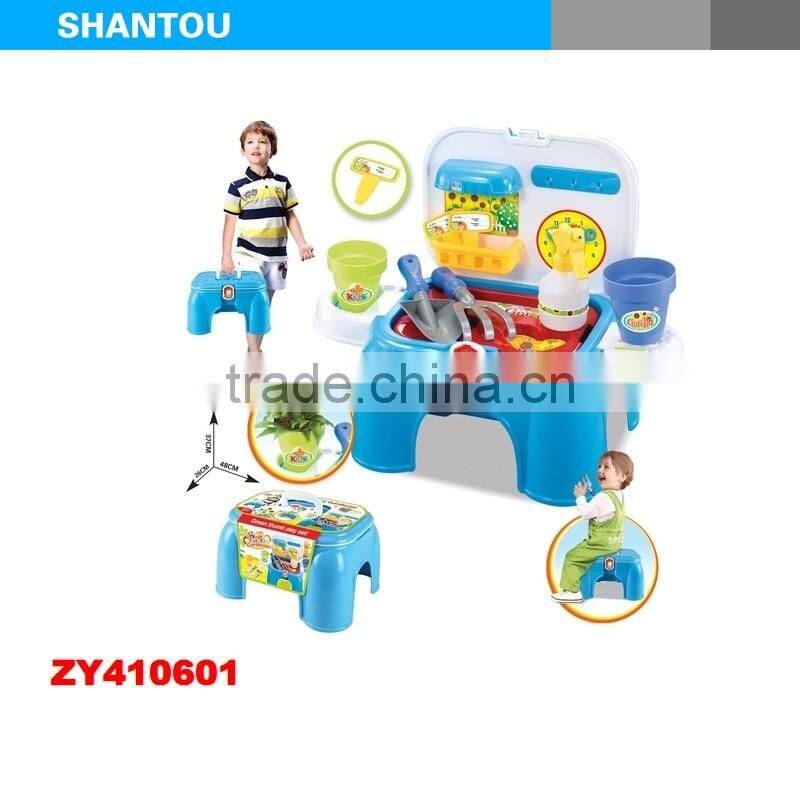 Zhorya Wholesale 2 in 1 multi-function baby learning toys with sound and light lovely garden play set chair