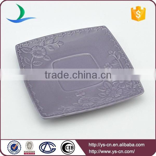 Hot sale flower design ceramic square dish